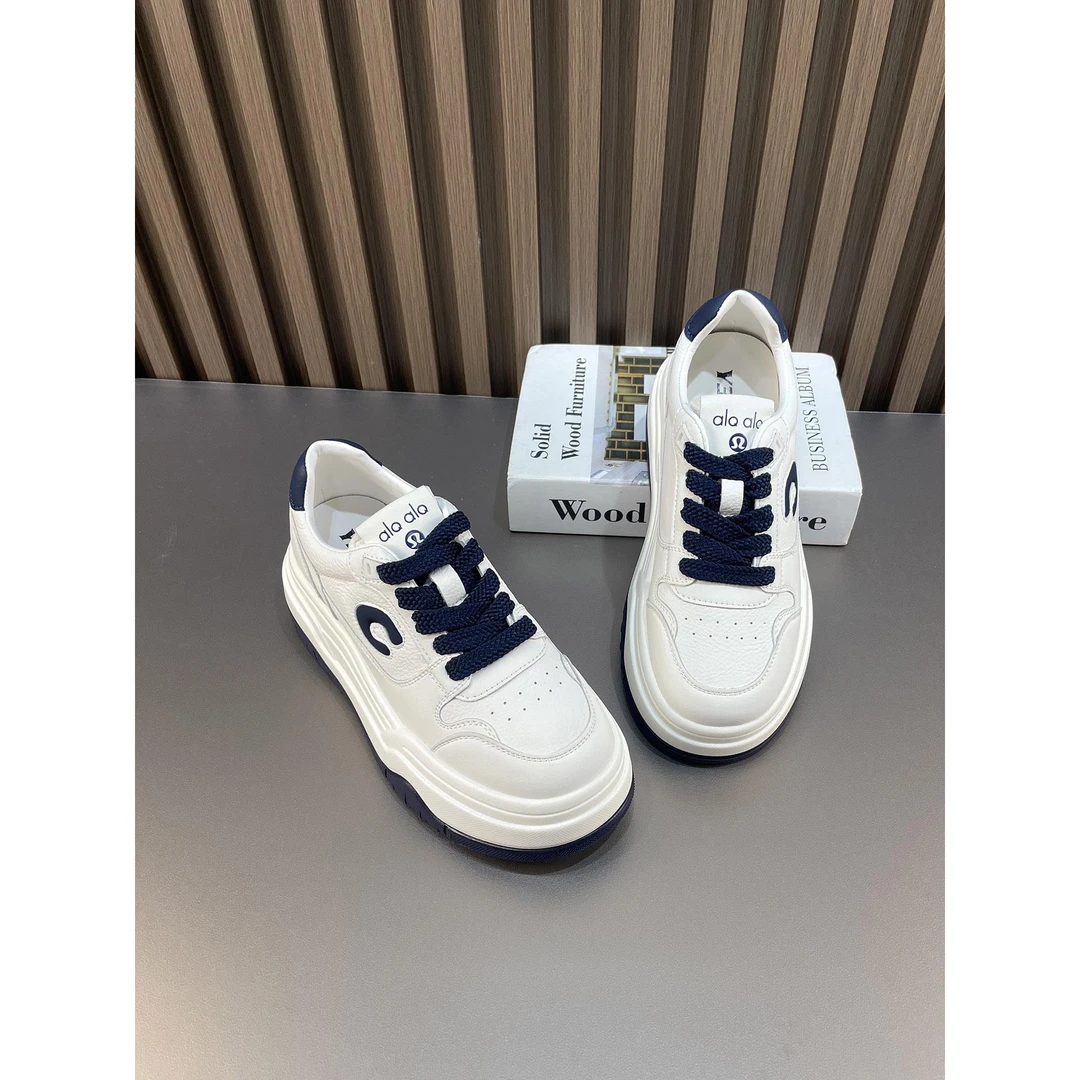 真皮小白鞋女厚底增高休闲女鞋2025秋季新款牛皮软底板鞋圆头鞋子