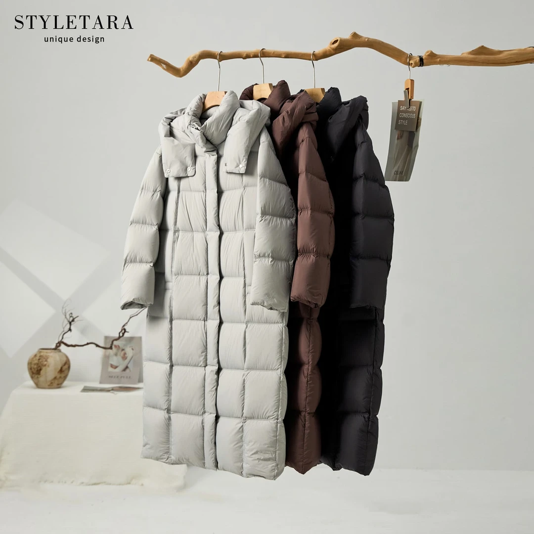 *冬季女士云朵感泡芙超长款鹅绒服13520