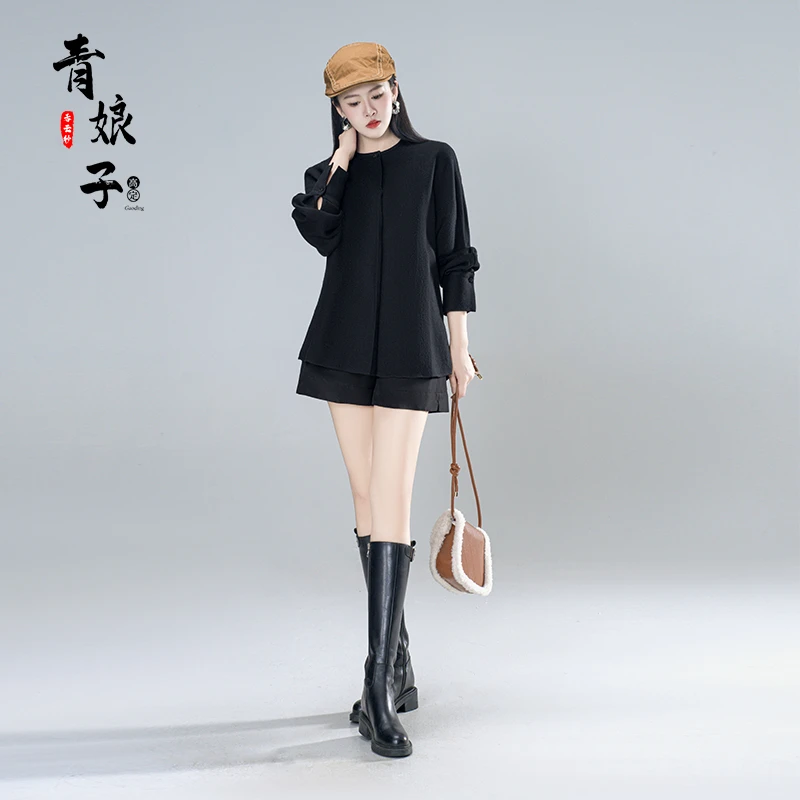 青娘子高端100羊毛新中式上衣女2025秋冬新款长袖轻国风女装61434