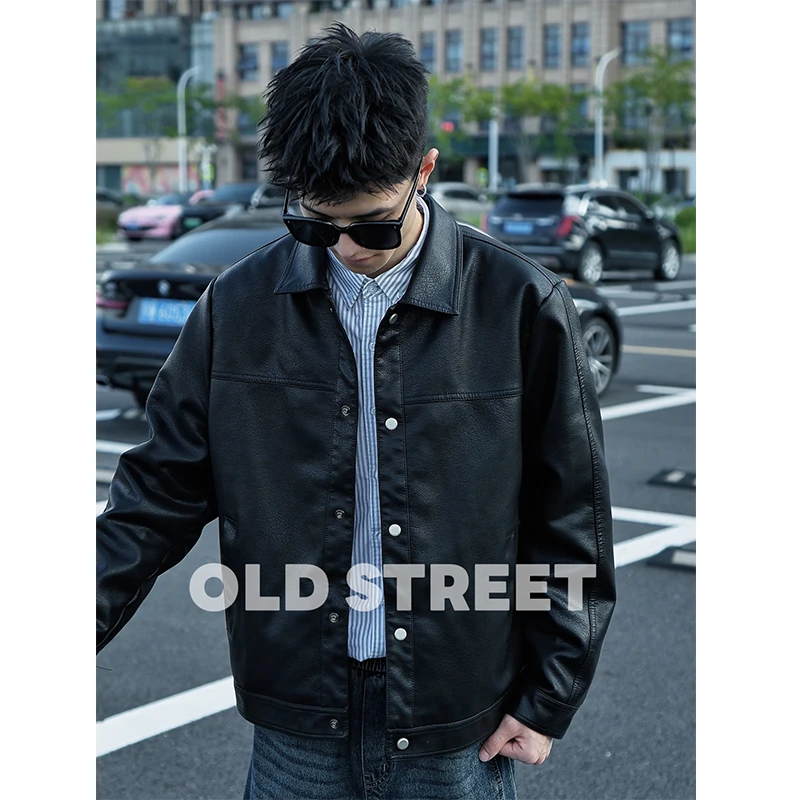 【Old Street】秋季2025新正肩皮衣外套休闲商务男士大众时尚基础款