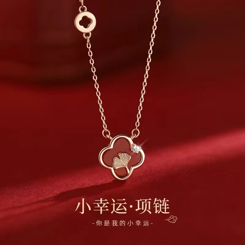 925纯银四叶草项链2025蛇本命年新年高级过年女款锁骨链