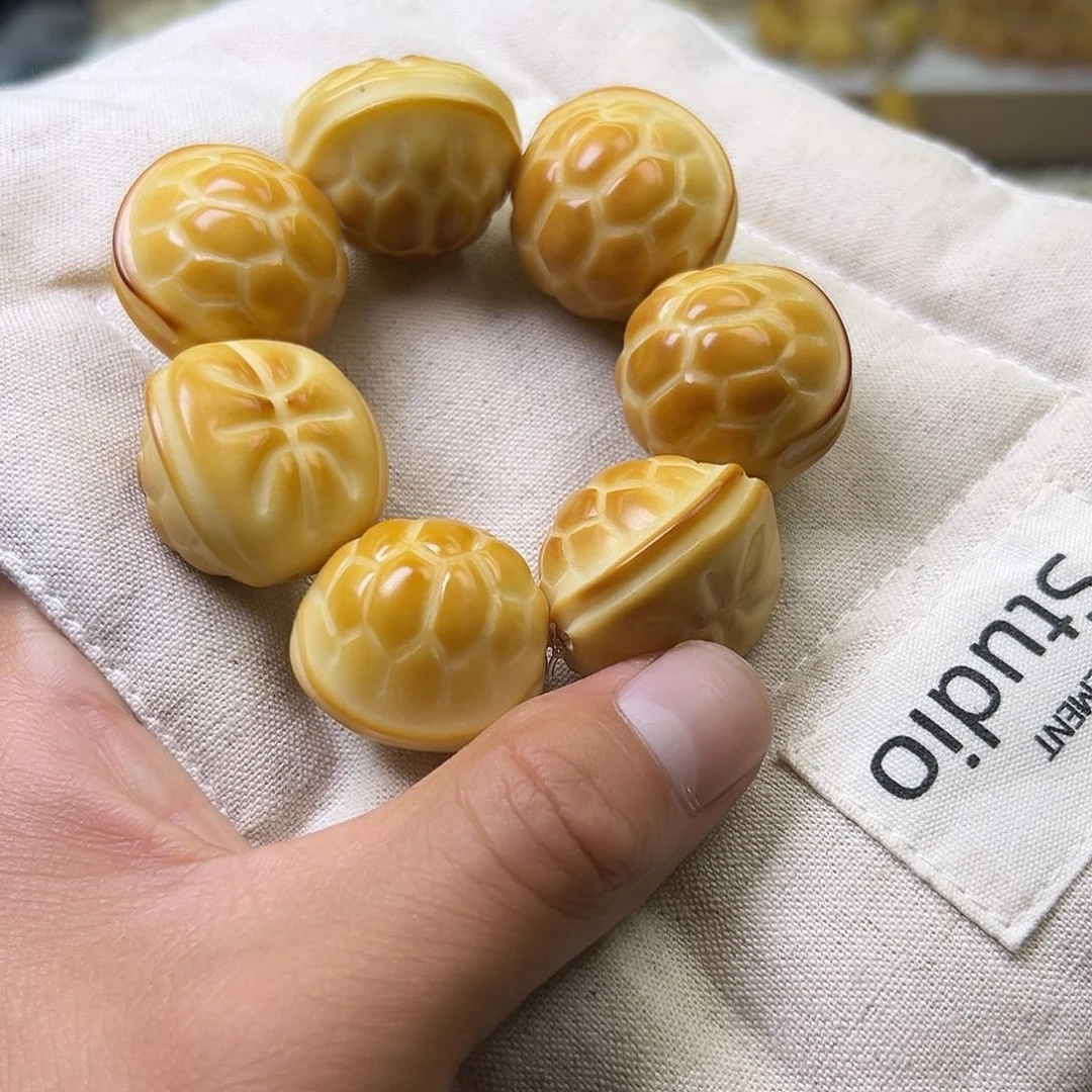 菩提根/象牙果手串富甲炭烧手捻一个孔道裂