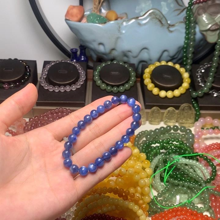 手串蓝晶石银S925镶嵌?****