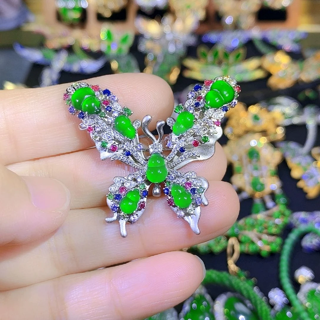 吊坠(不含链)银S925镶嵌翡翠