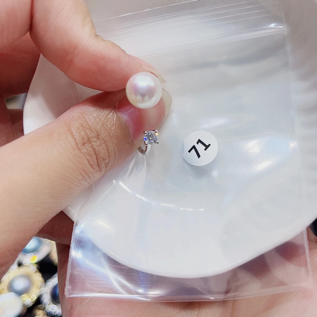 戒指银S925镶嵌淡水珍珠
