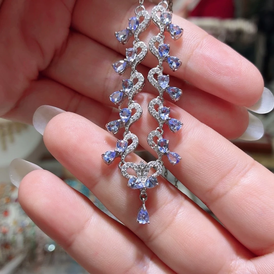 坦桑石颈饰银S925镶嵌国首质检