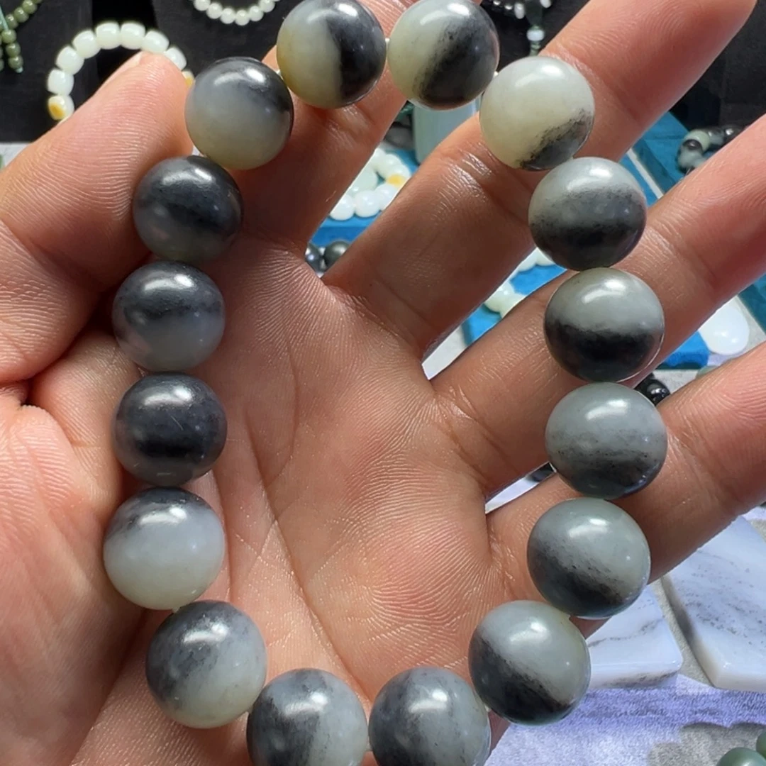 天***边和田玉未镶嵌手链青花河道料卡14