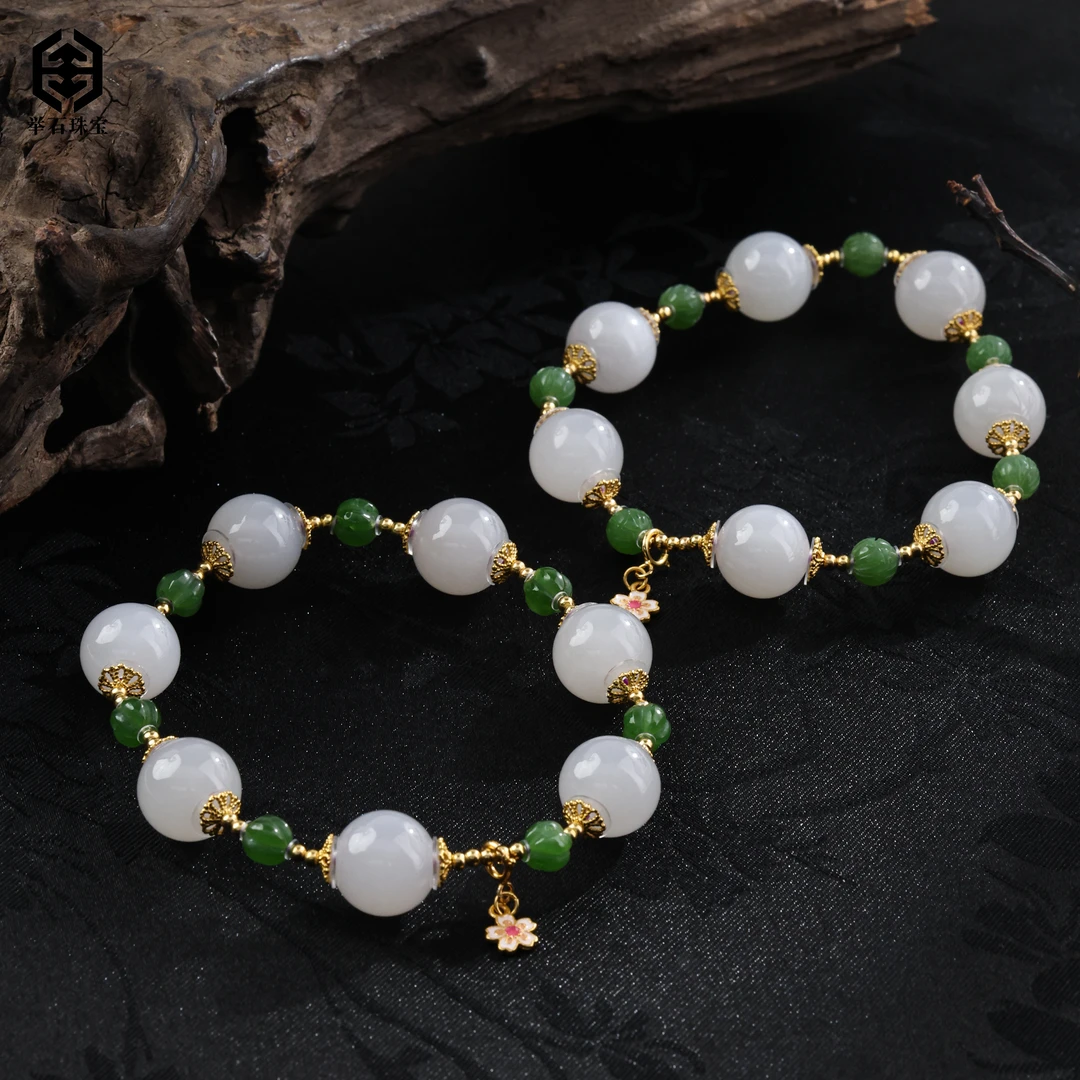 【举石珠宝】T1202-5062-50和田玉手串(一件/多样性发）X