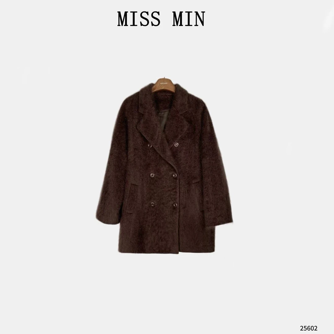 MISS MIN【绒感】绵羊毛+山羊绒拉绒微奢服装宽松显瘦外套 25602
