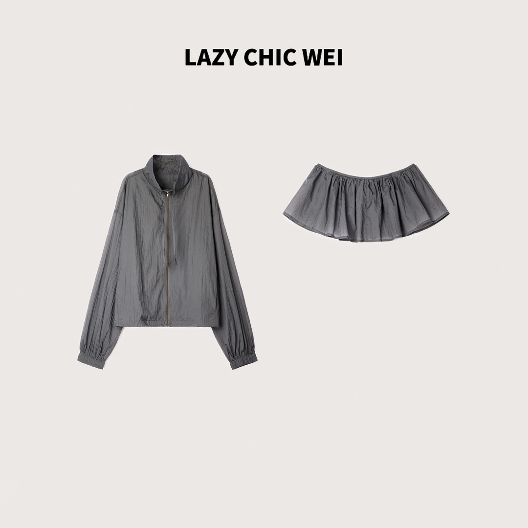 LAZY CHIC WEI 缪系慕斯风小立领原纱防晒两件套 2505SSW5106