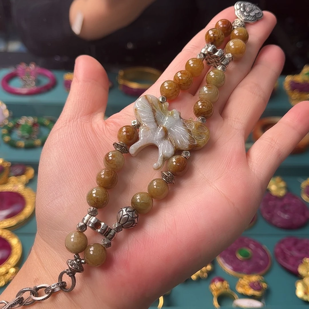 翡翠未镶嵌手链福利款翡翠老银手链