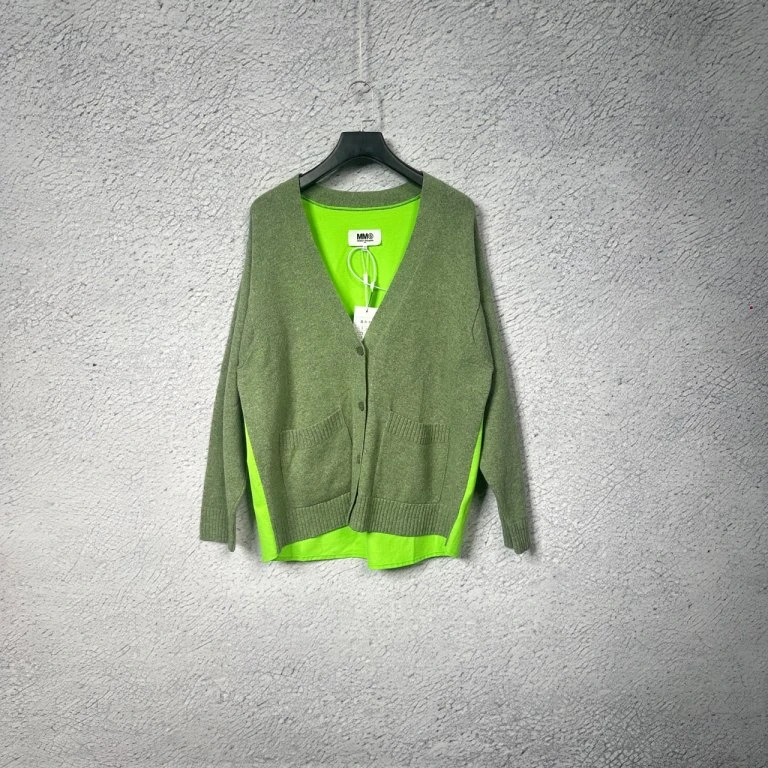 99新 Maison Margiela/梅森马吉拉 绿色V领开衫/S码