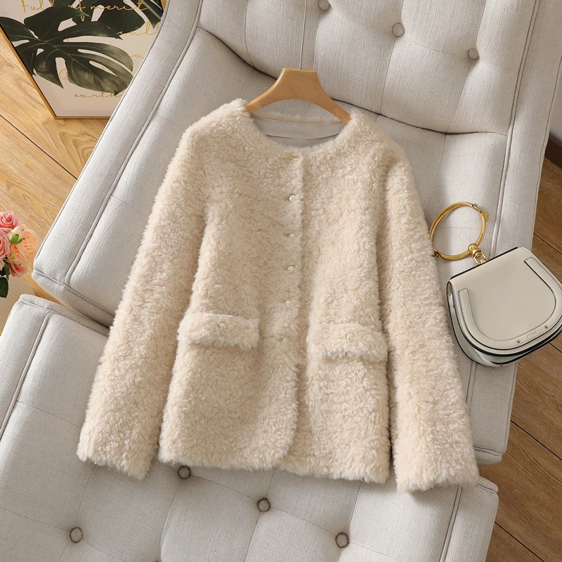 重磅专柜推出!!100%绵羊毛2025新款海宁显瘦显高外套女纯羊毛外套