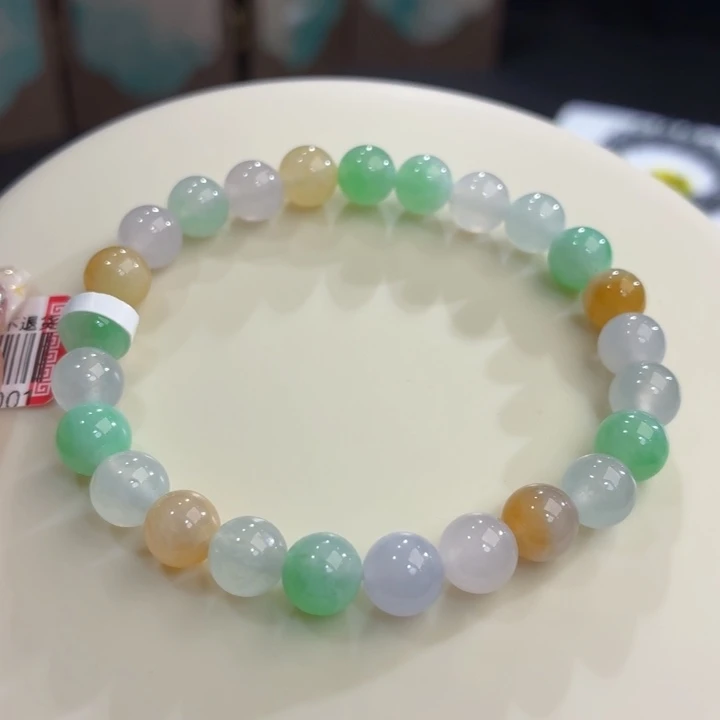 翡翠未镶嵌手链冰胶多彩卡7.4