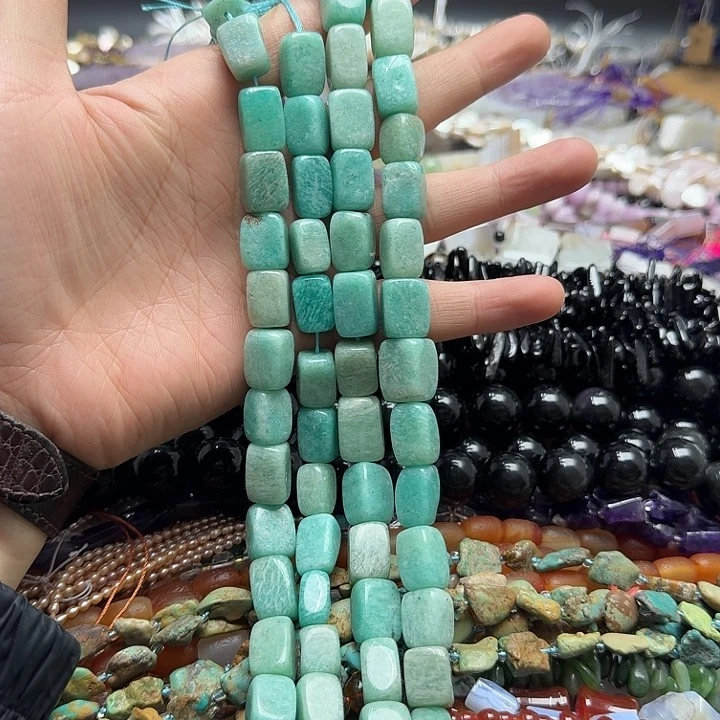 玛瑙/玉髓未镶嵌珠宝半成品一条11x15mm天河石