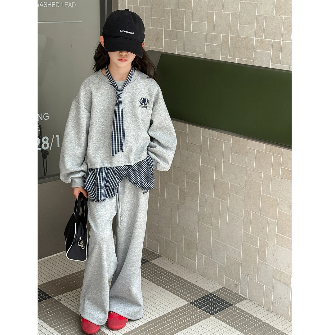 25TZ030女童秋季套装2025新款时髦洋气儿童穿搭女大童春秋两件套