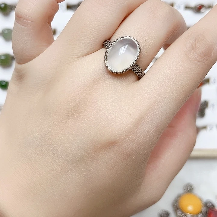 玛瑙/玉髓银S925镶嵌戒指