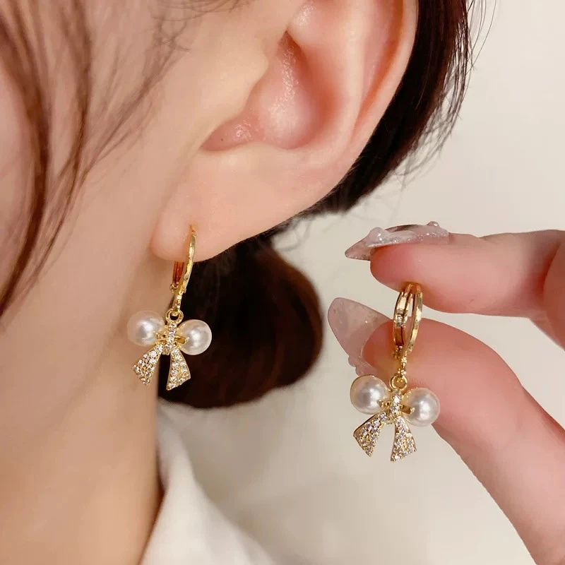 铜合金耳饰 优雅气质蝴蝶结耳扣精致甜美简约耳环耳饰K1508