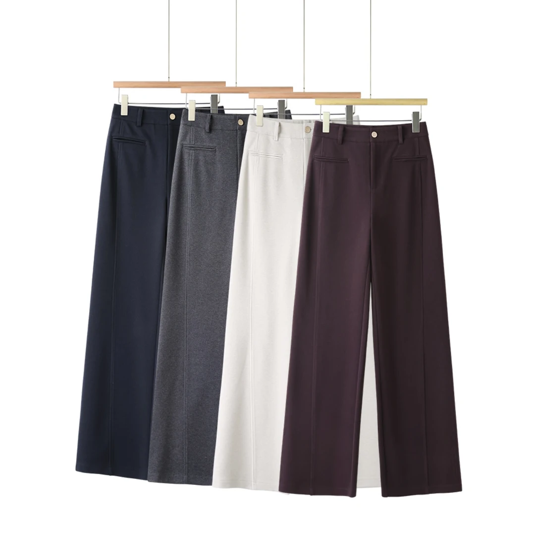 2024冬季新款简约气质百搭宽松保暖羊毛呢直筒裤3.0升级版266002G