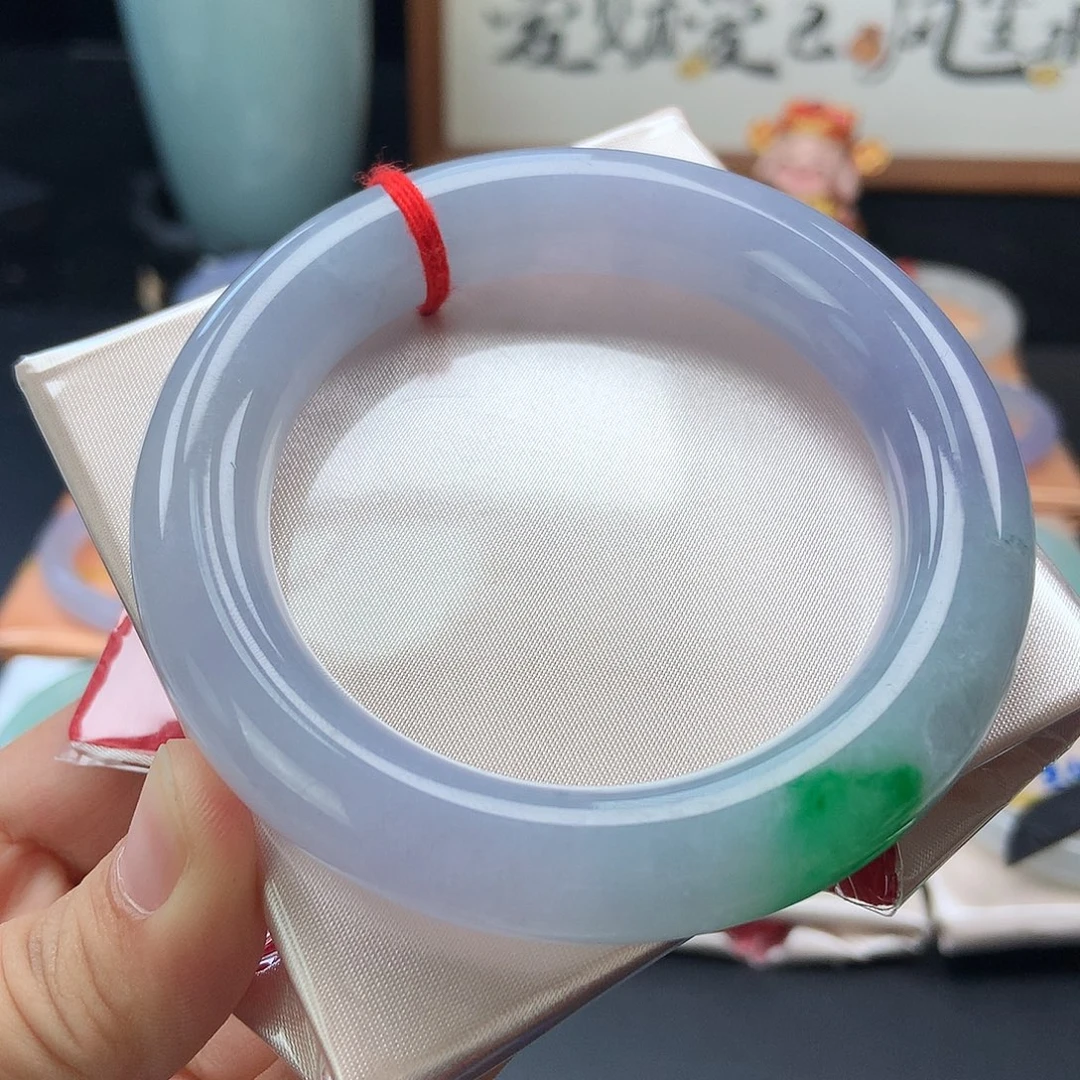 翡翠未镶嵌手镯87号春彩