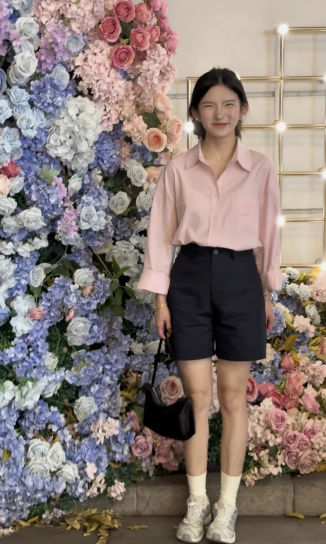 DDY～韩代系列/浅粉～苎麻冰凉感衬衫