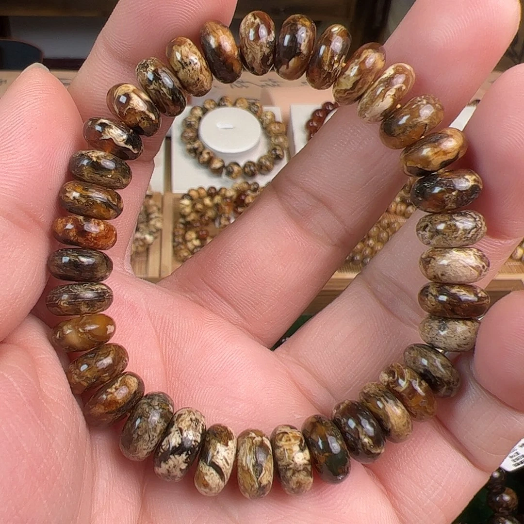 琥珀未镶嵌手链10m满花蜡虎皮纹妖花
