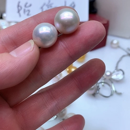 淡水珍珠耳饰银S925镶嵌