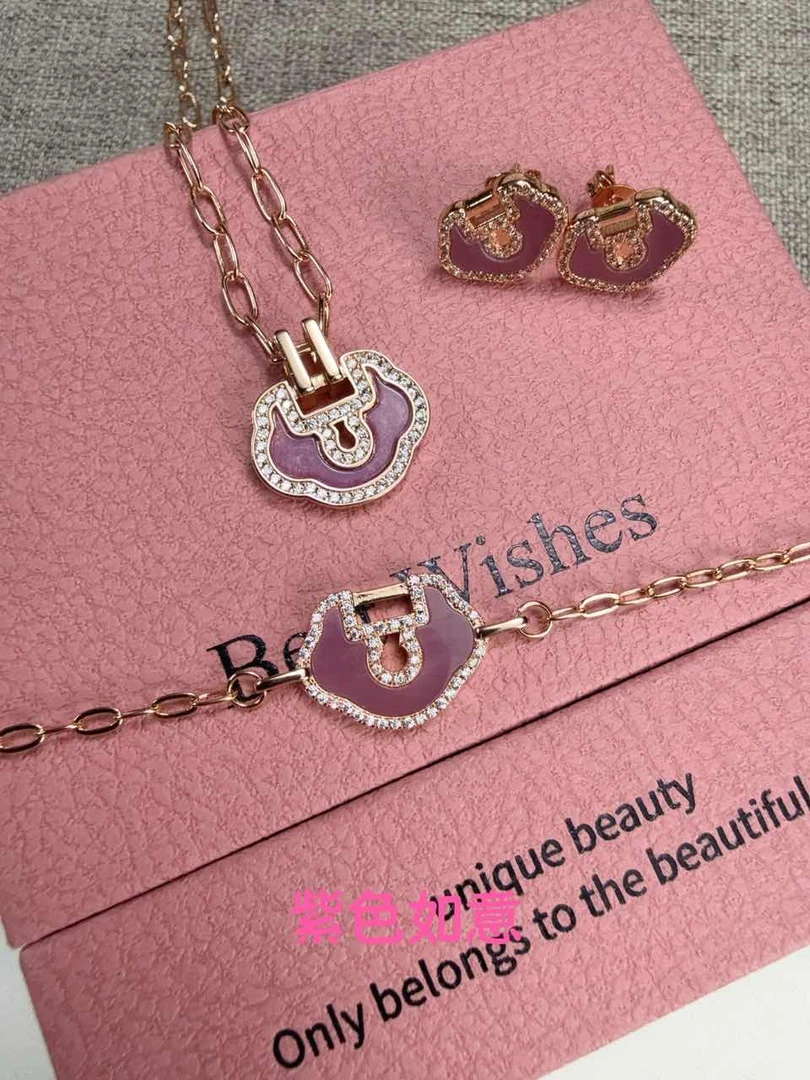 合金项链 V金CNC工艺项链 紫色如意 279