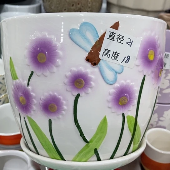 多肉绿植陶瓷花盆9.9包邮，有孔
