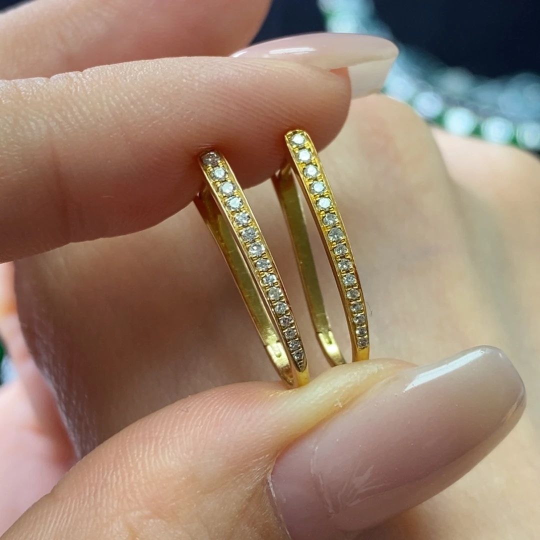 耳饰钻石18K金镶嵌经典款耳包 k黄