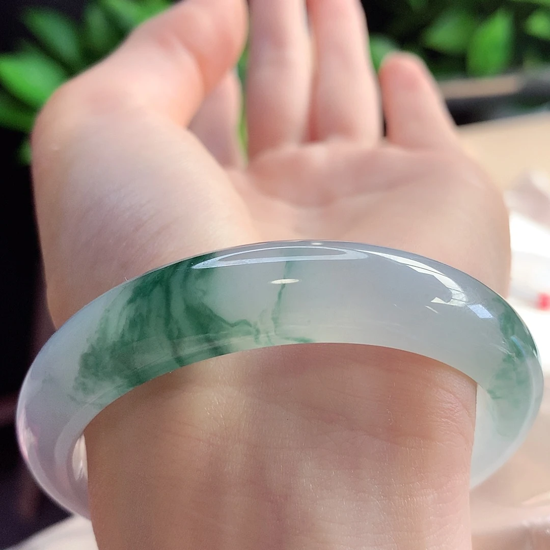 未镶嵌手镯翡翠天然A货翡翠57-58水中号镜中月简约11号