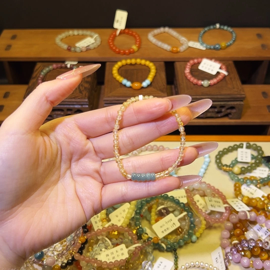 水晶手链银S925镶嵌金发3