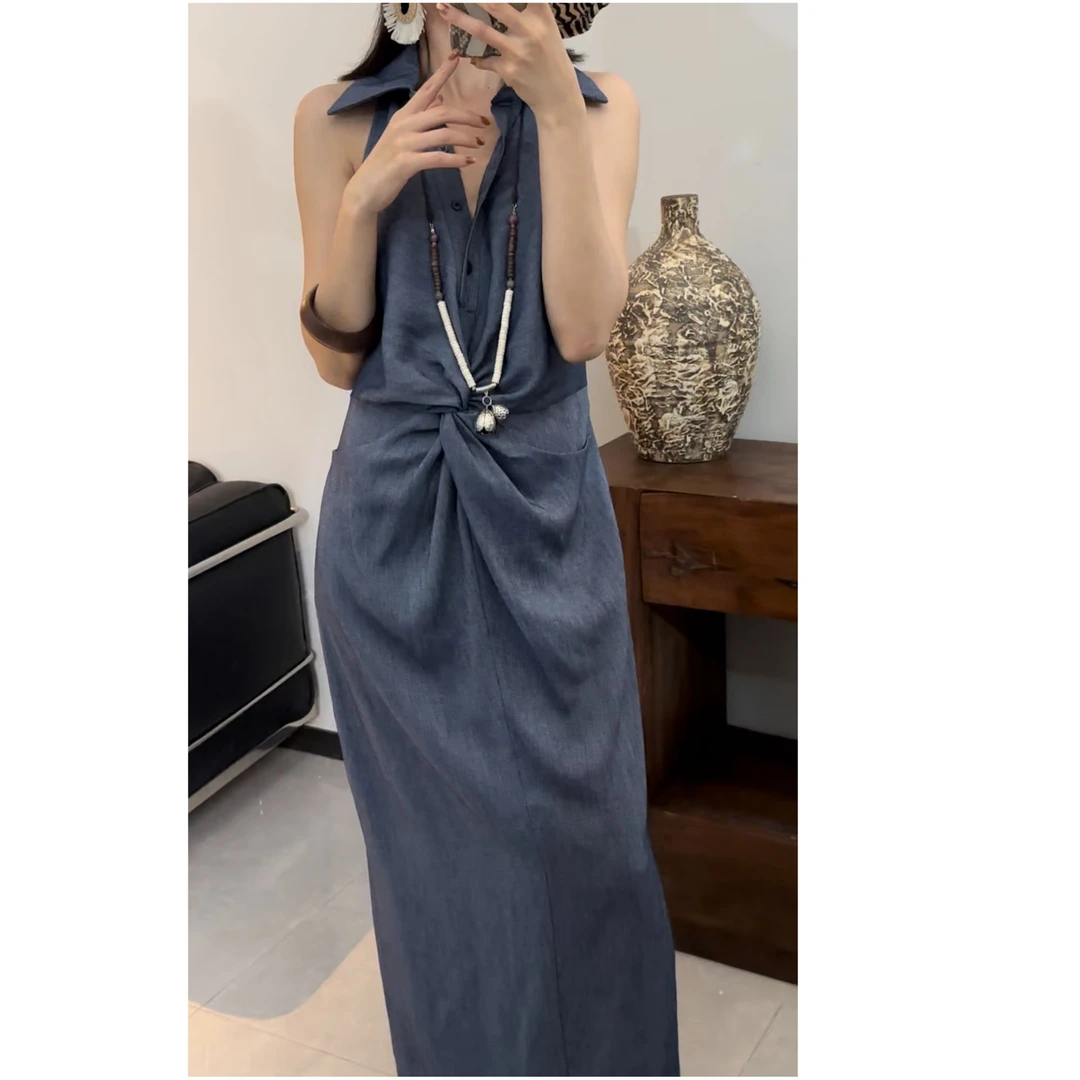 GUIMIN 设计感露肩度假收腰连衣裙 25122