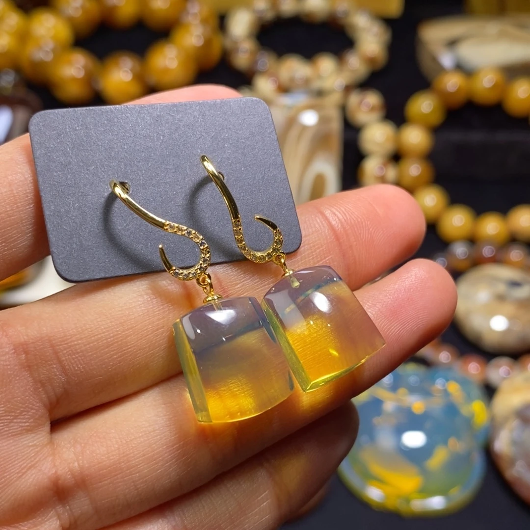 琥珀未镶嵌颈饰耳环耳钩「不退换」