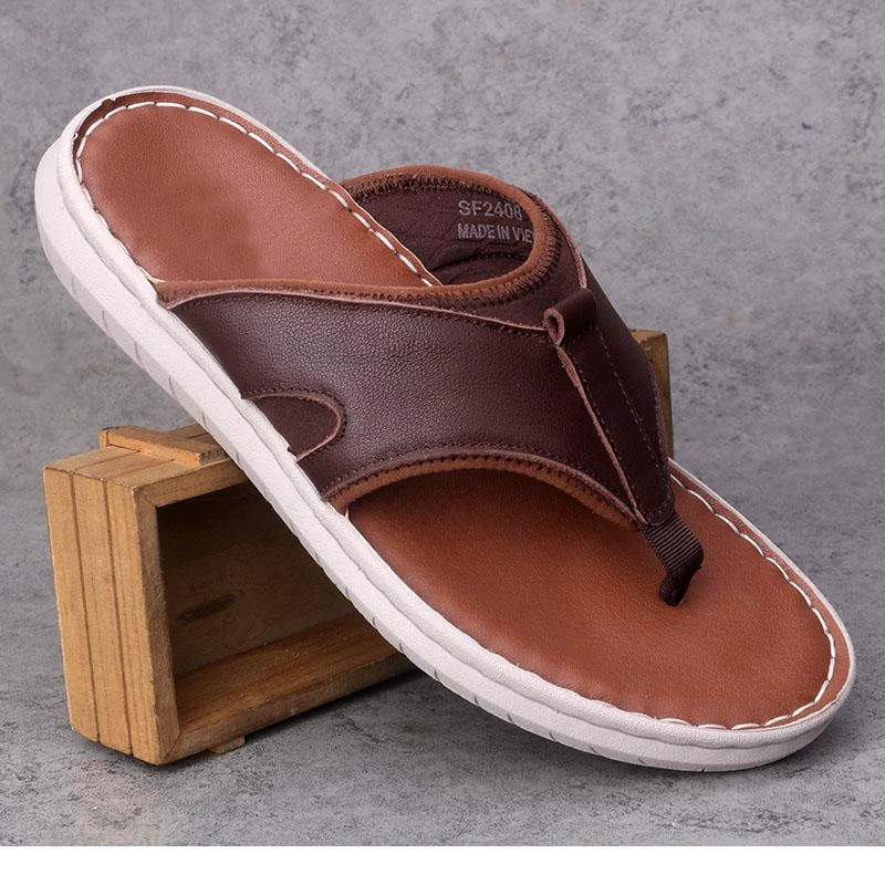 PT RICH人字拖男新款夏季男士凉鞋男室外个性沙滩真皮凉拖鞋男潮