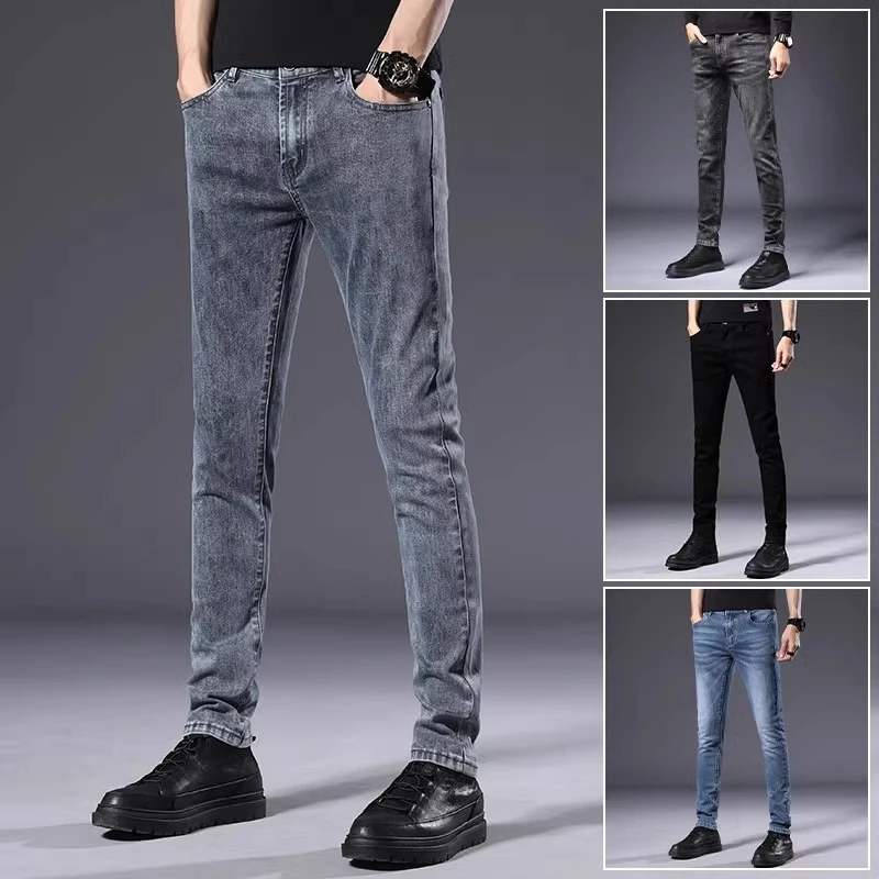 Leekody修身小脚牛仔裤男款春季韩版潮牌弹力裤子宽松休闲长裤子