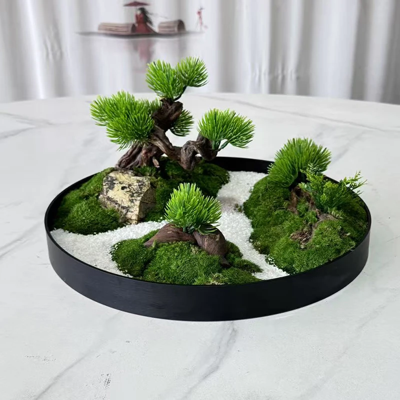 酒店餐桌中间摆花永生苔藓装饰摆件饭店包厢圆桌景观桌花造景摆设