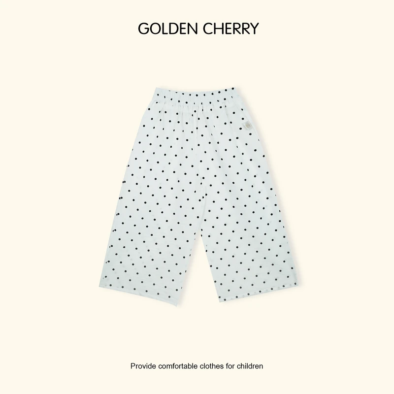 【金樱桃Golden cherry】儿童波点白色凉爽休闲裤QDD315