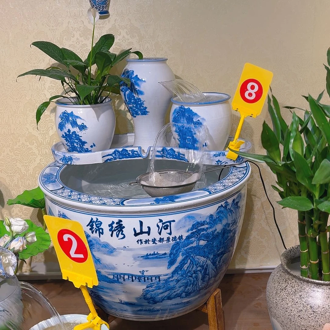 村***薛景德镇陶瓷流水摆件70