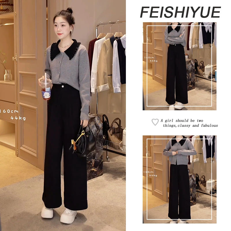 秋季温柔系穿搭女2025新款韩版减龄时尚针织开衫显瘦休闲裤两件套