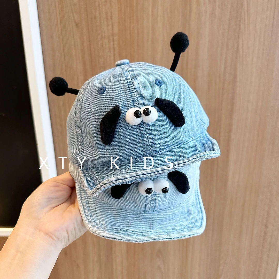 宝宝帽子春秋季洋气搞怪牛仔软檐男女儿童鸭舌帽可爱小月龄婴儿帽