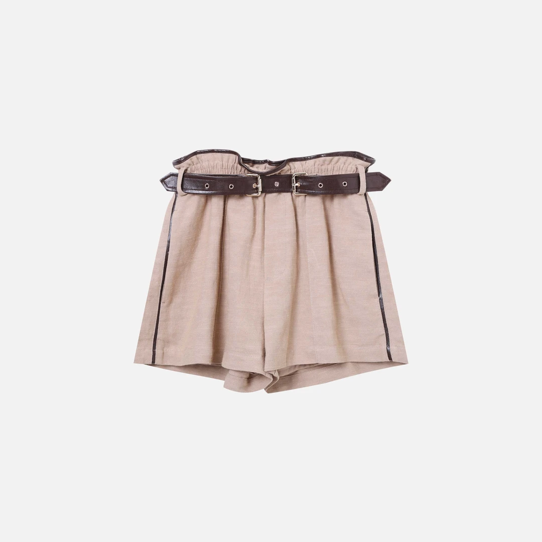 SILVER LINING 买手店 XUZHI 环保皮革饰边工装短裤