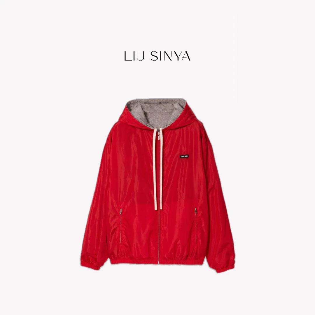 LIU SINYA|【红色双面穿】25新款 设计感连帽卫衣外套