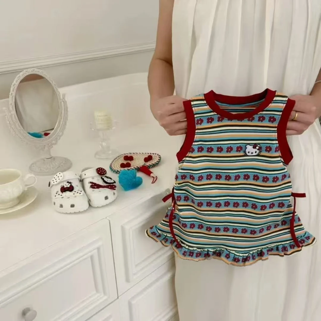 女童夏装连衣裙儿童夏季洋气条纹背心裙中小童女宝2025新款裙子