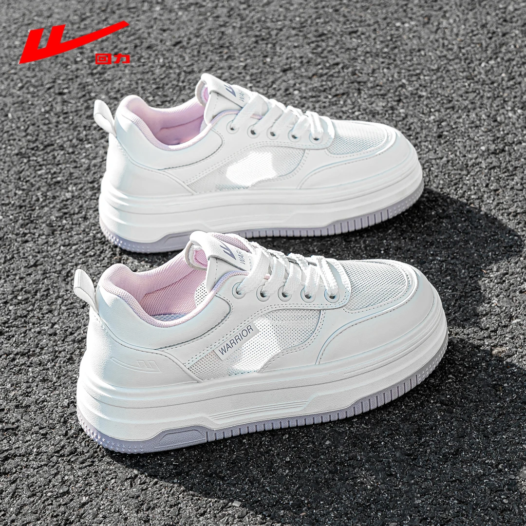 回力女鞋2025新款爆款秋季网面透气薄款板鞋百搭鞋子厚底小白鞋女