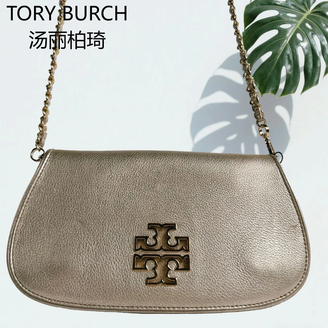 95新 TORY BURCH/汤丽柏琦 香槟金斜挎包G25602568底长29X16