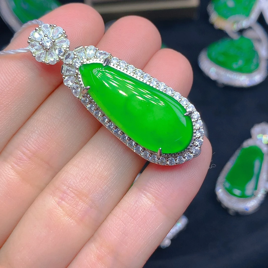 翡翠银S925镶嵌吊坠(不含链)吊坠