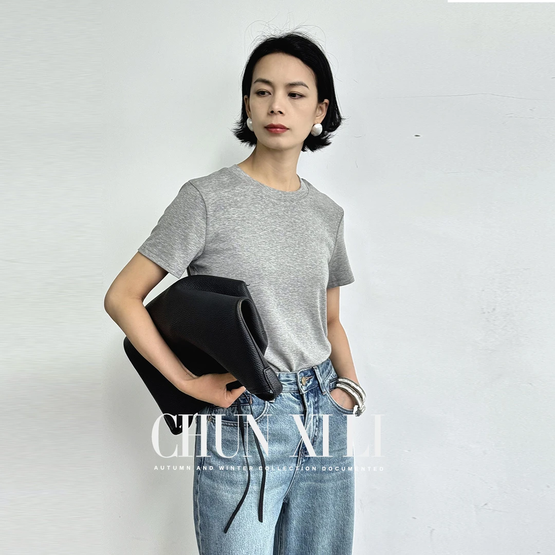CHUNXILI/春熙里 极简风透气休闲风女士圆领T恤D00S51003