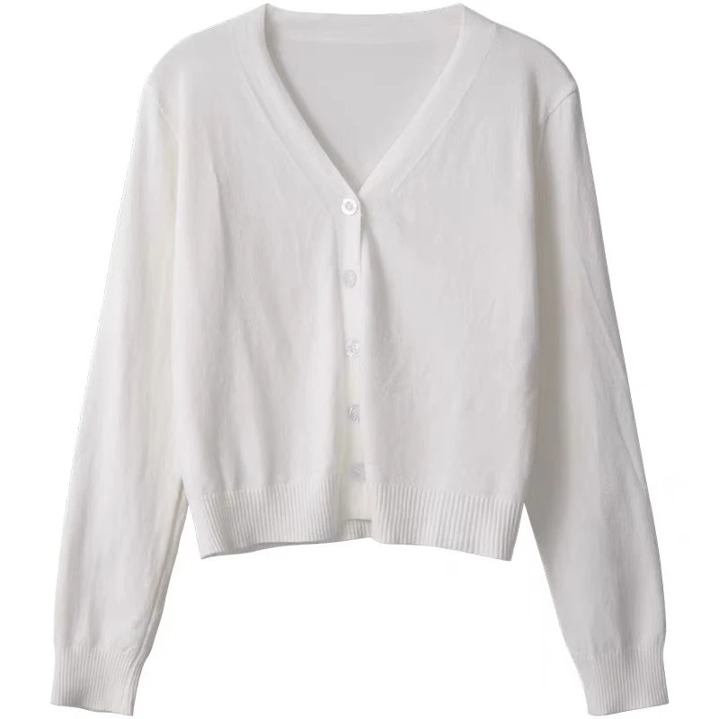 6028上衣毛针织衫长袖短款秋季显瘦针织衫纯色法式温柔开衫气质女