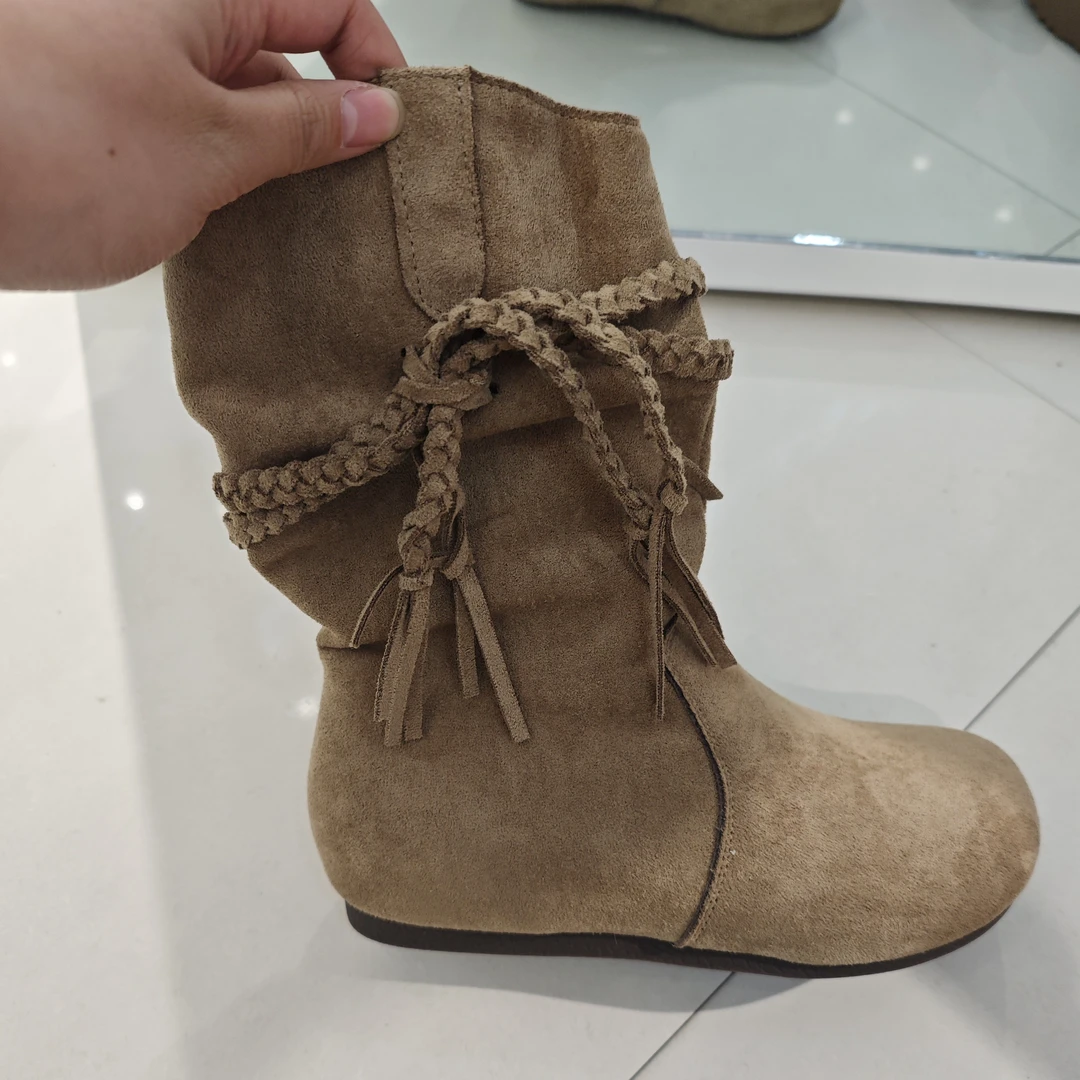 贵9981女休闲靴卡其色（赵）